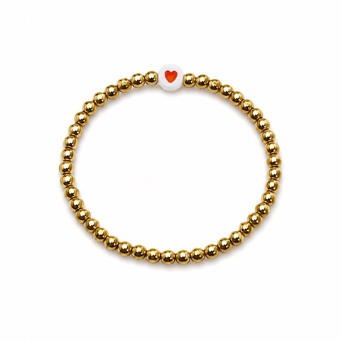 ELI & LOU - Bead Bracelet in Gold Bead With Heart Charm