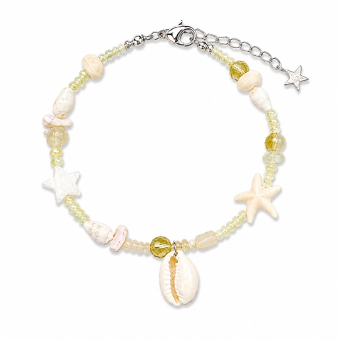 MERMAID - 'Azuze - Yellow' Glass Bead & Natural Gemstone Bracelet