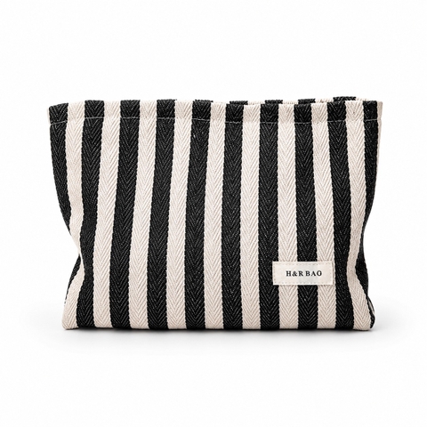 Make Up Purse - Black Striped