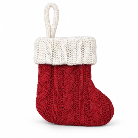 CHRISTMAS - Macrame Ornament in Red Stocking