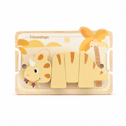 Children's Dinosaur Puzzle Wood Toy - Yellow