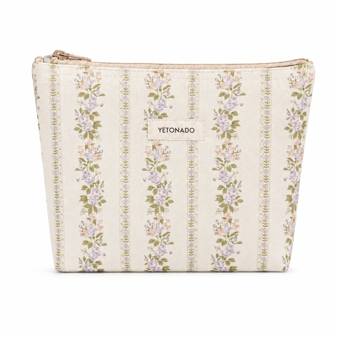 MAKE UP PURSE - Lavender Flower in Beige