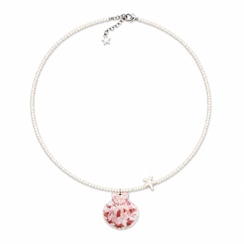 MERMAID - Glass Bead Necklace With Seashell Pendant