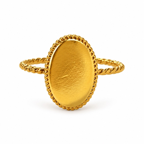 MIALIE - 18K Gold Plated Oval Signet Ring