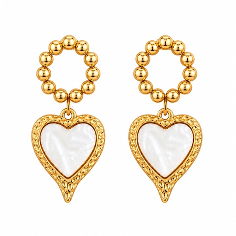 MIALIE - 18K Gold Plated Earrings With Dangle Heart Pendant