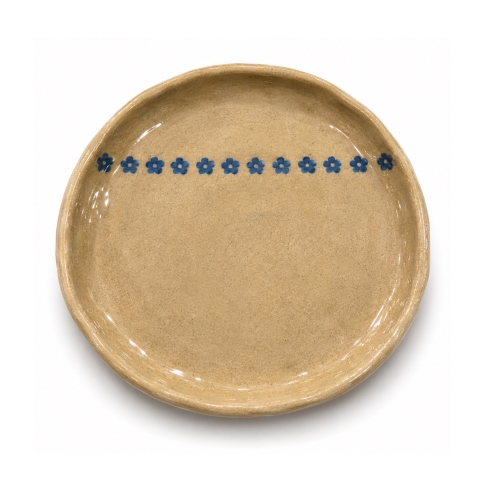 LINDO CRAFTS - Ceramic Plate in Brown With Tiny Flower