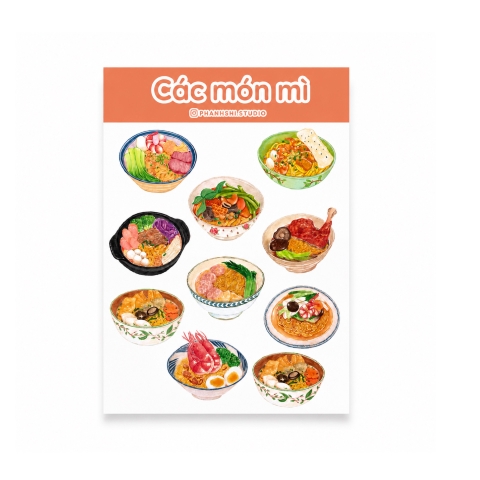 PHANHSHI STUDIO - ‘Các Món Mì - Noodle Dishes' Watercolor Sticker Sheet