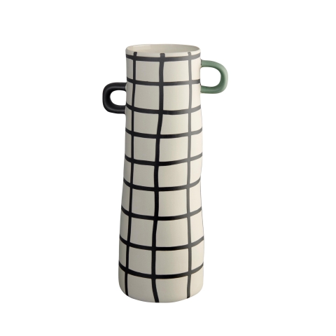 BAT TRANG -  Ceramic Tall Checked With Black & Green Handle