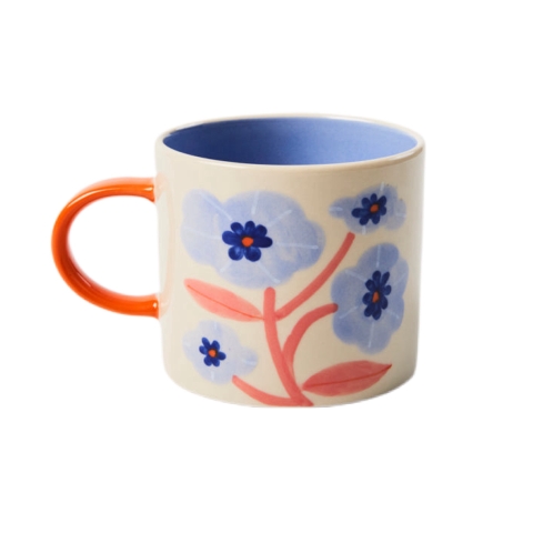 BÁT TRÀNG CERAMIC - Square Mug in Blue Flower
