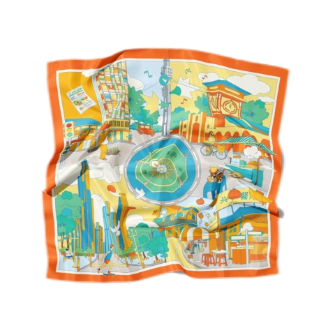 LA'ARTISAN - 'Sài Gòn Phố - Saigon Street' Double-Sided Square Scarf