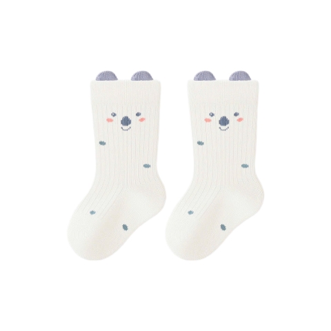 BABY CREW SOCKS - White Bear With Blue Dot