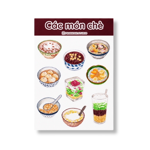 PHANHSHI STUDIO - ‘Các Món Chè / Vietnamese Sweet Soup' Watercolor Sticker Sheet