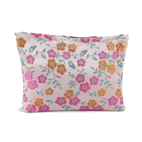 Make Up Purse - Tiny Pink & Orange Flower