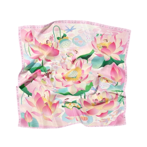 LA'ARTISAN - 'Sen Đồng Tháp / Dong Thap Lotus' Double-Sided Square Scarf