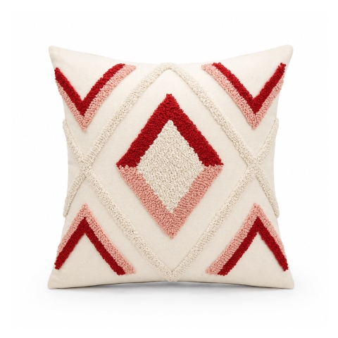 SOFA PILLOW - Rhombus Pattern in Red & Pink