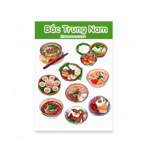 PHANHSHI STUDIO - ‘Bắc Trung Nam - Northern Central Southern' Watercolor Sticker Sheet