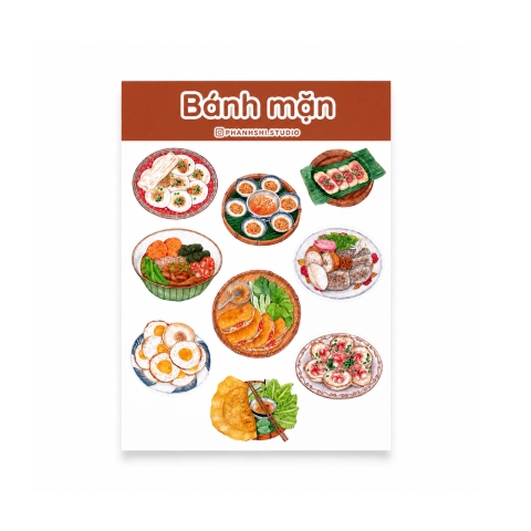 PHANHSHI STUDIO - ‘Bánh Mặn / Savory Cake' Watercolor Sticker Sheet