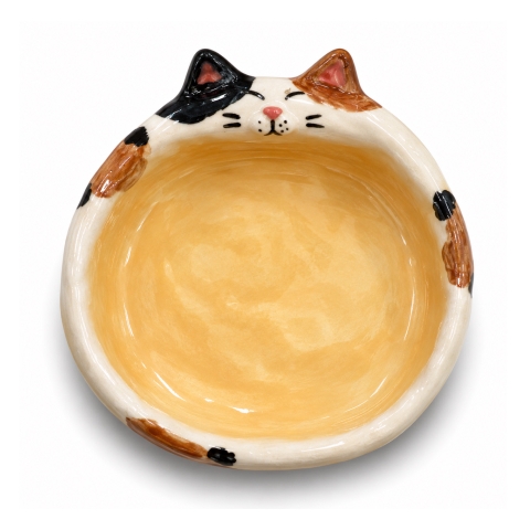 LINDO CRAFTS - Ceramic Calico Cat Plate