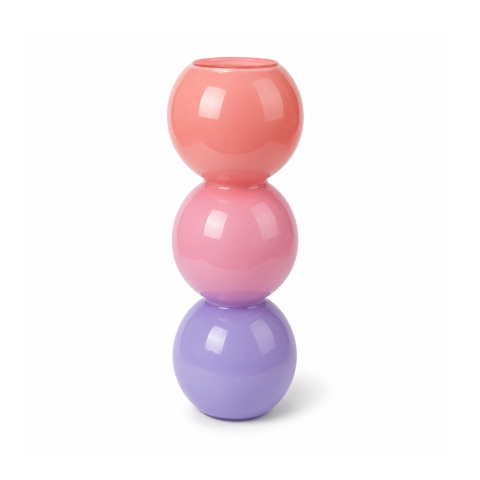 Short Bubble Glass Vase in Ombre Purple & Pink