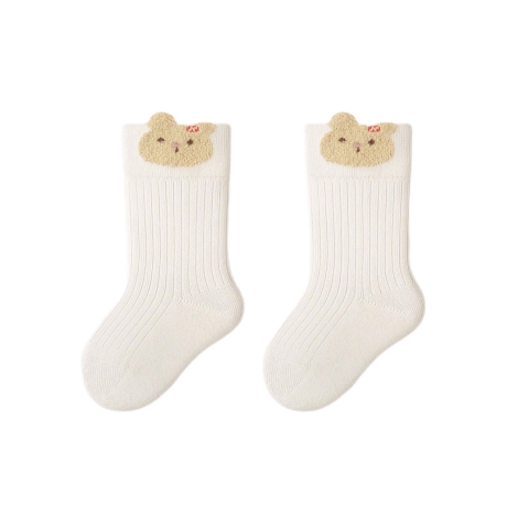BABY CREW SOCKS - Brown Bear In White