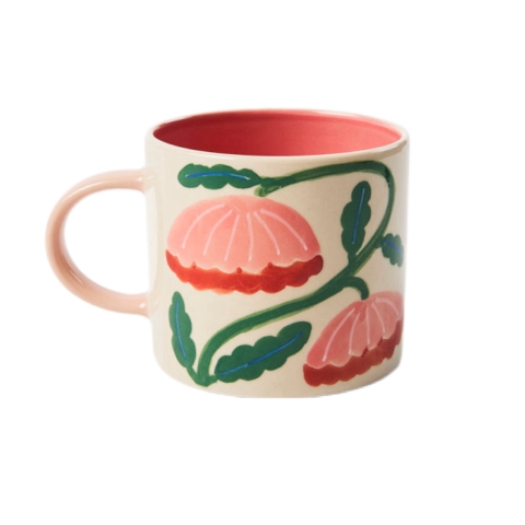 BÁT TRÀNG CERAMIC - Square Mug in Pink Flower