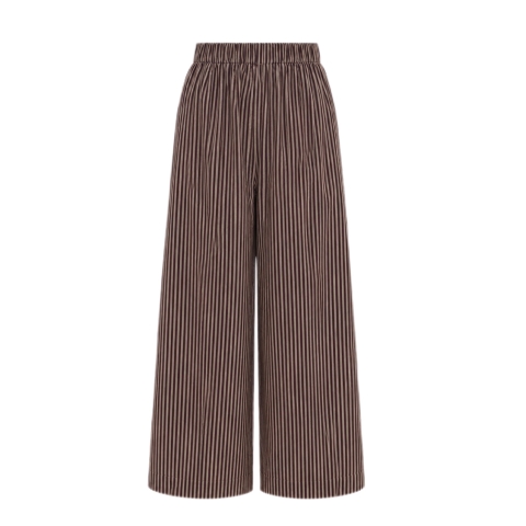 HUMANITY HANOI -  Linen Wide Leg Pants in Stripe Brown