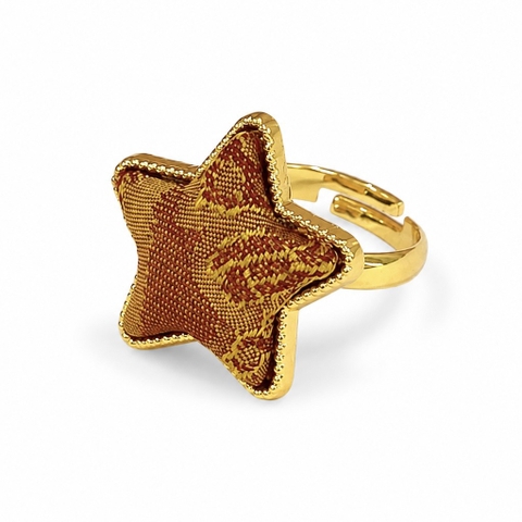 MỘC SAN - 16K Gold Plated & Silk Ring in Burnt Orange Star