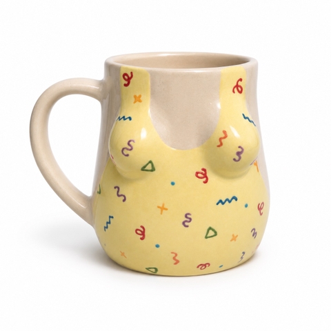 MEOW POTTERY - Monokini Mug in Butter Yellow With Colorful Confetti