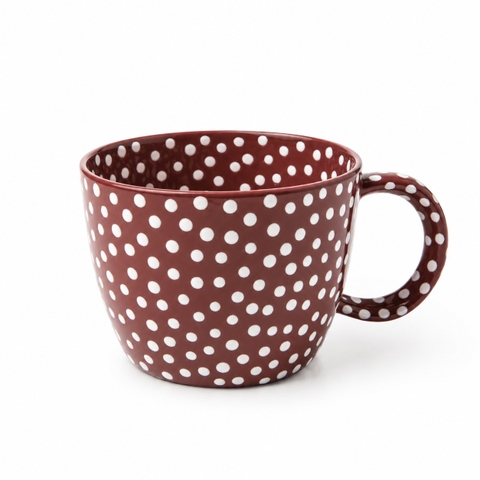 BÁT TRÀNG CERAMIC - Short Mug in Burgundy Sprinkle