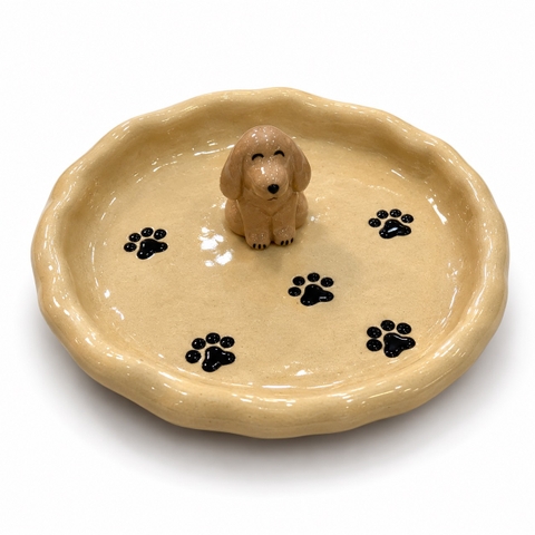 LINDO CRAFTS - Ceramic Paw Print Plate With Dog