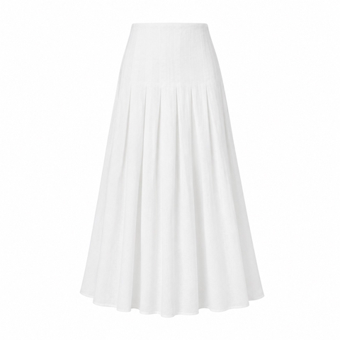 HUMANITY HANOI -  Linen Pleated Skirt in White