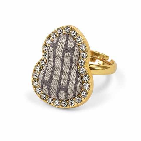 MỘC SAN - 16K Gold Plated & Silk Ring in Grey Calabash