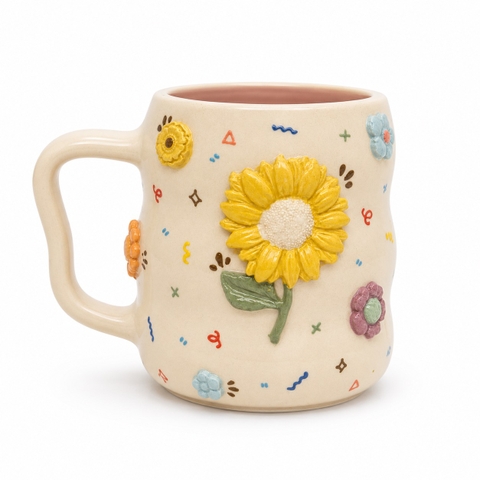 MEOW POTTERY - Bubble Mug With Sunflower Charm