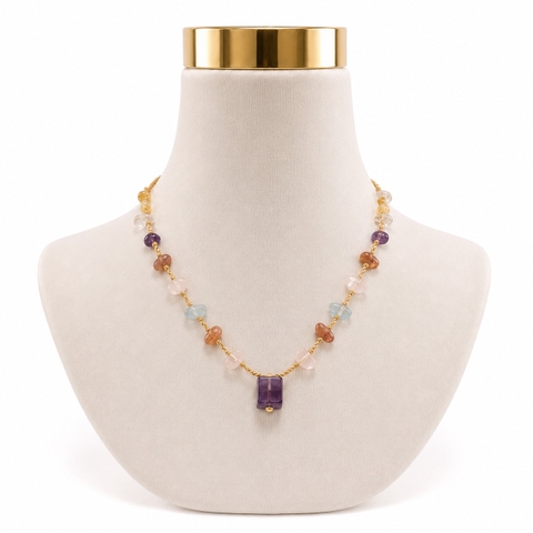 MERAKI TOWN - Mix Stone Necklace In Amethyst