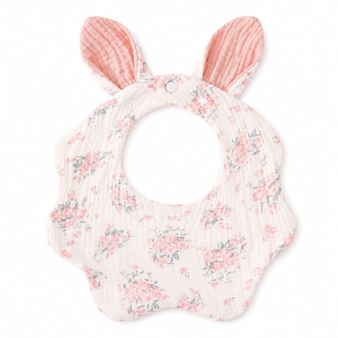 KID & BABY - Muslin Bunny Bib in Pastel Pink Rose