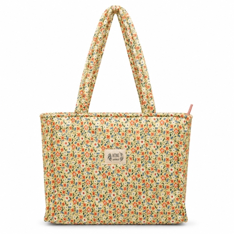 RUNG HANDMADE - ‘Tiny Flower in Mustard' Quilted Tote Bag