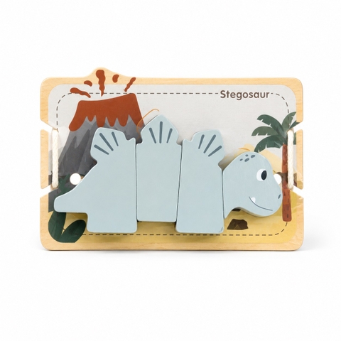 Children's Dinosaur Puzzle Wood Toy - Blue