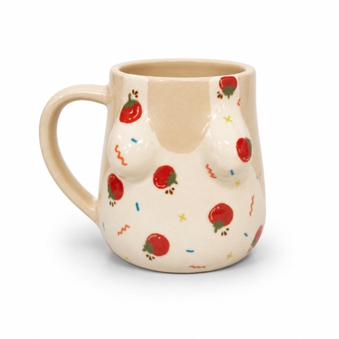 MEOW POTTERY - Monokini Mug In White With Red Tomato