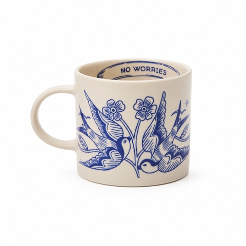 BÁT TRÀNG CERAMIC - 'No Worries' Square Mug
