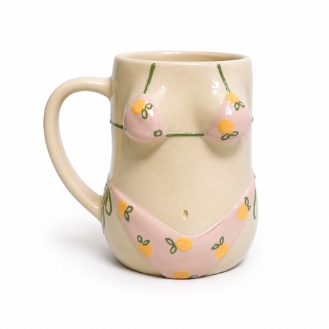 MEOW POTTERY - Bikini Mug In Pink With Tangerine