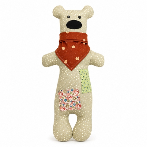 RUNG HANDMADE - Bob Bear in Green With Pumpkin Brown Scarf