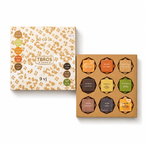 TBROS CHOCOLATE - Box Of 9 Flavors Chocolate in White
