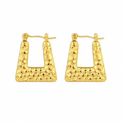 MIALIE - 18K Gold Plated Textured Trapezoid Earrings