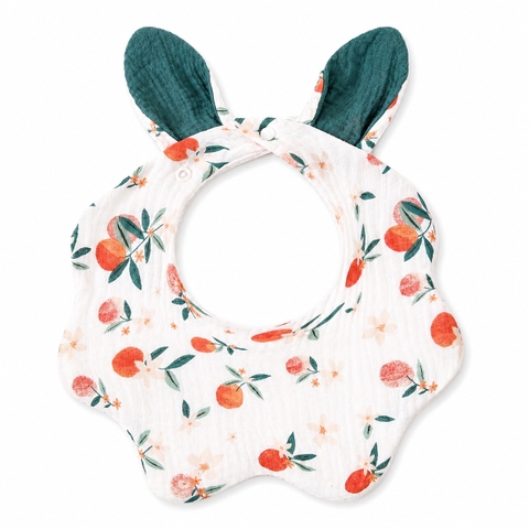 KID & BABY - Muslin Bunny Bib in Tangerine