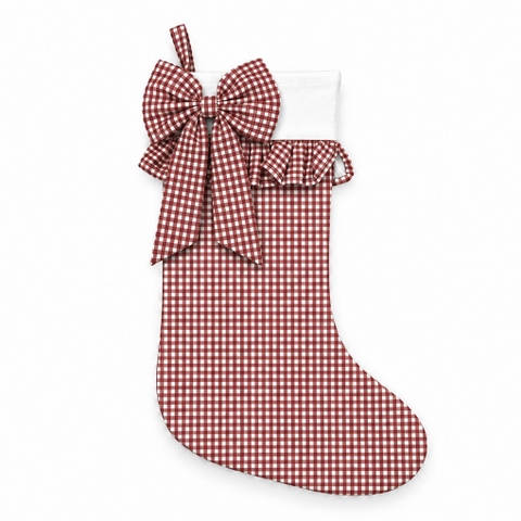 CHRISTMAS - Large Cotton Stocking in Checked Red