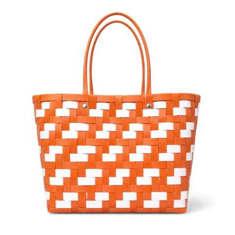 Woven Basket Bag in Orange Z Pattern (S)