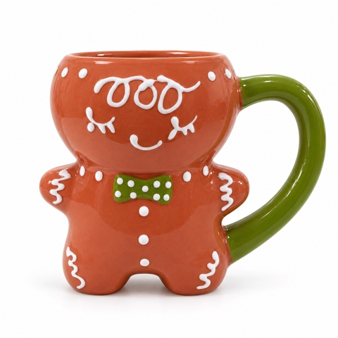 CHRISTMAS - Ceramic Mug Gingerbread Man With Green Handle