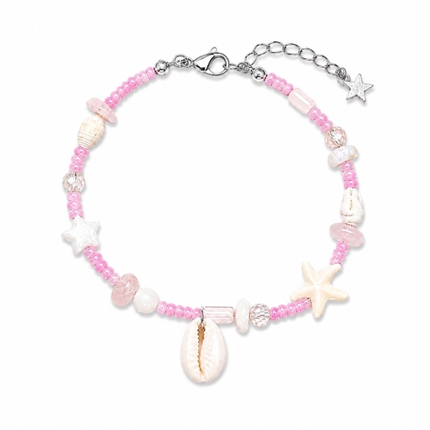MERMAID - 'Azuze - Pink' Glass Bead & Natural Gemstone Bracelet