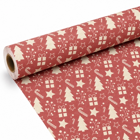 TIỆM CÁ TRỨNG - 'Winter Berry & Pine' Christmas Wrapping Paper