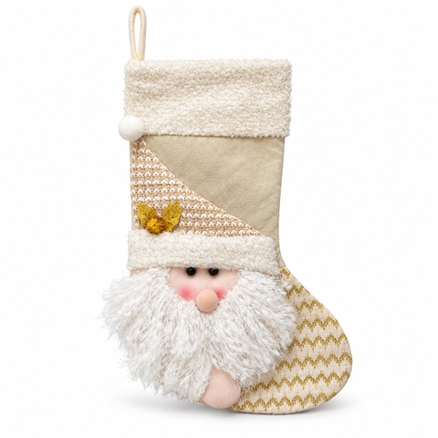 CHRISTMAS - Large Wool Stocking in Gold Santa